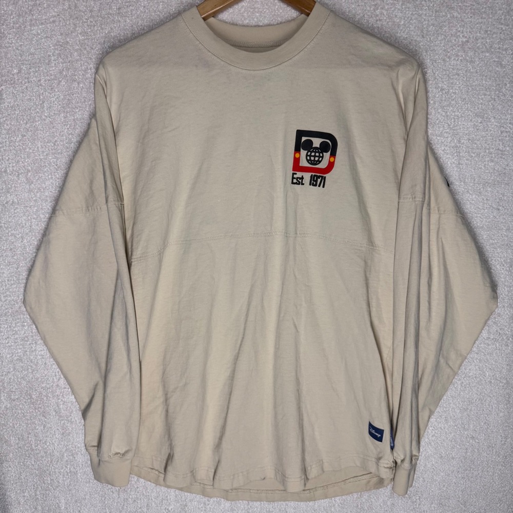 Disney Spirit Jersey Walt Disney World Character Logo Est 1971 Cream Medium